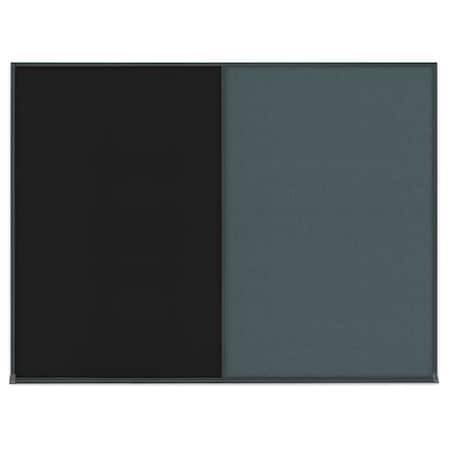 United Visual Products Triple Door Radius Plus Corkboard, 96" x UV8006PLUS-BLACK-CORK